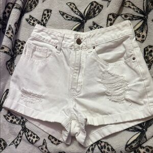 PacSun White Distressed Jean Shorts